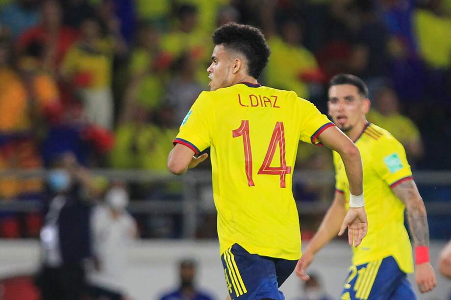 Luis Díaz de Colombia celebra su gol en el partido contra Bolivia // EFE-Ricardo Maldonado Rozo