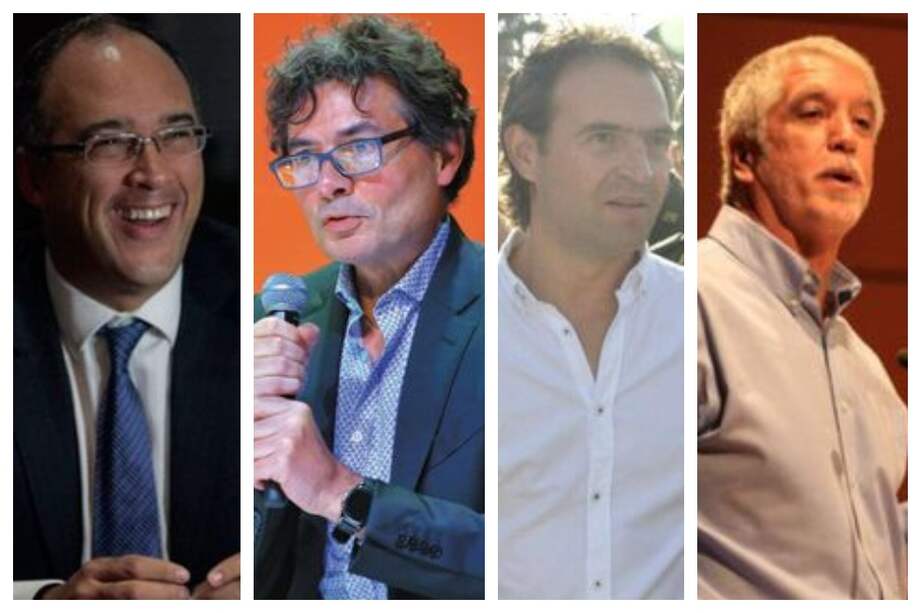 De izquierda a derecha, Juan Carlos Echeverry, Alejandro Gaviria, Federico Gutiérrez y Enrique Peñalosa.