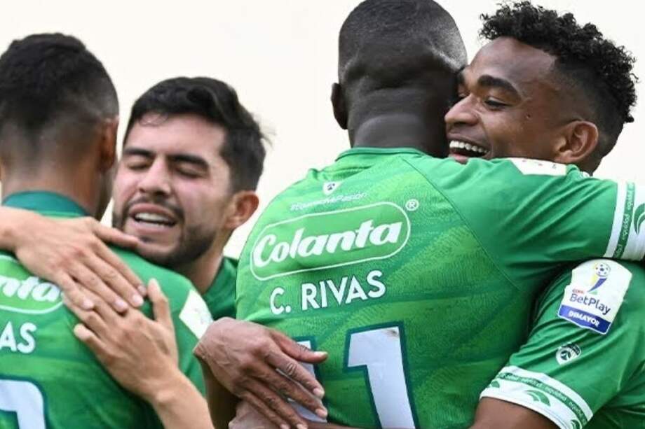 Los jugadores de Equidad celebran en la Liga BetPlay // Twitter La Equidad.