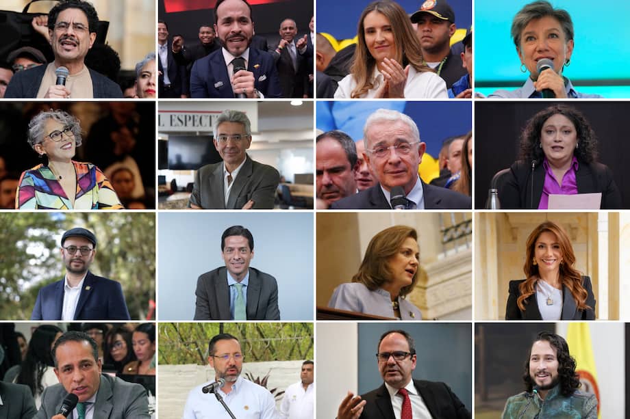 Aspirantes a la presidencia: Iván Cepeda, Abelardo de la Espriella, Paloma Valencia, Claudia López y su núcleo en campaña.