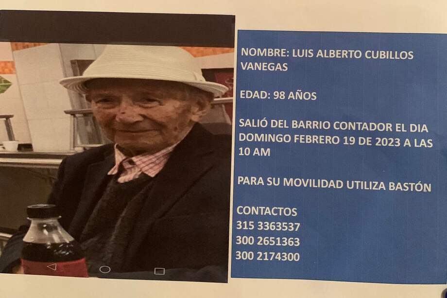 Luis Alberto Cubillos Vanegas desapareció en Bogotá el pasado domingo 19 de febrero.