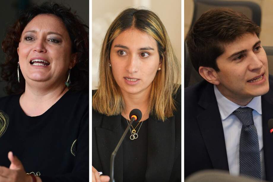 Angélica Lozano (izq), senadora de la Alianza Verde; Laura Sarabia, directora del Dapre; Wadith Manzur, representante conservador.