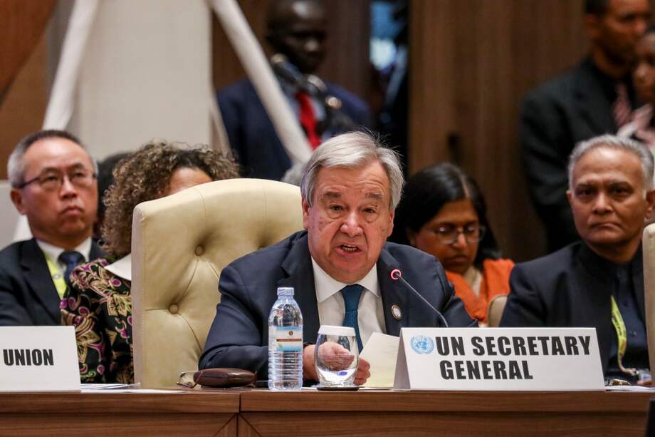 El secretario general de las Naciones Unidas, António Guterres, pronunció su discurso durante la clausura de la 19ª Cumbre del Movimiento de los Países no Alineados, en Munyonyo, Kampala, Uganda.