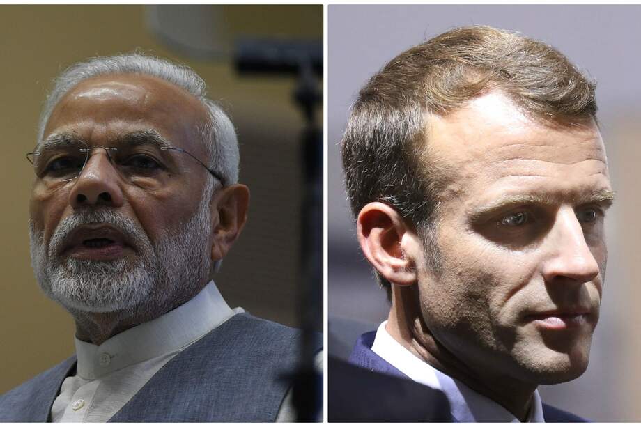 Narendra Modi y Emmanuel Macron. / AFP.