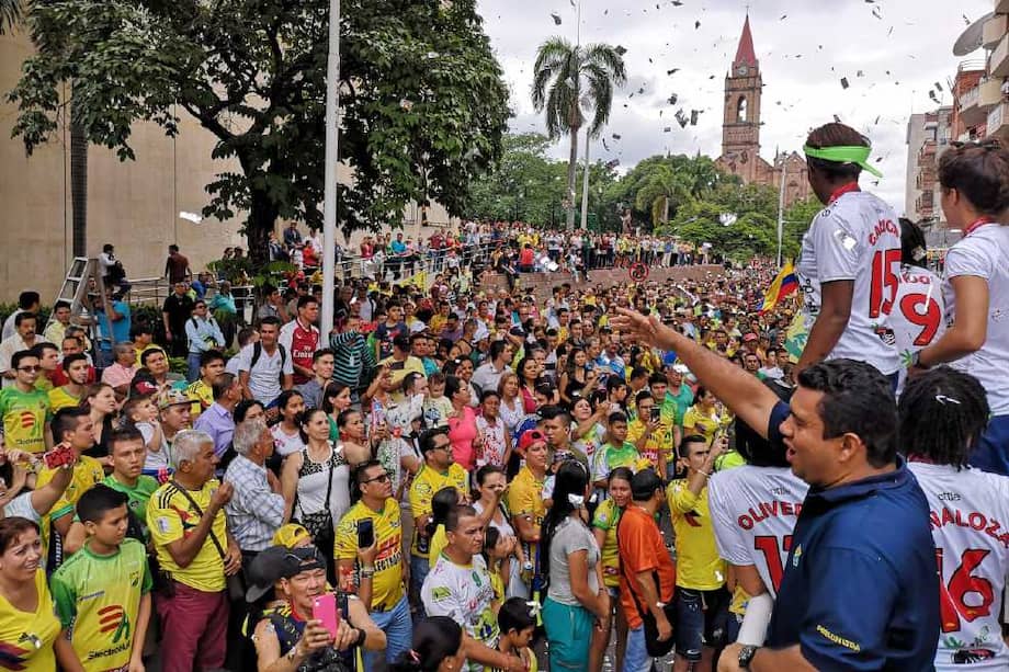 La multitudinaria celebración del Atlético Huila, en Neiva. / Cortesía