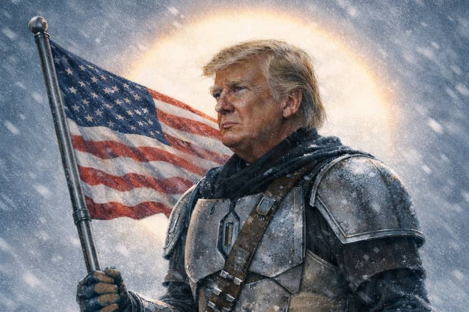 Trump representado como el Mandaloriano, personaje del universo de Star Wars.