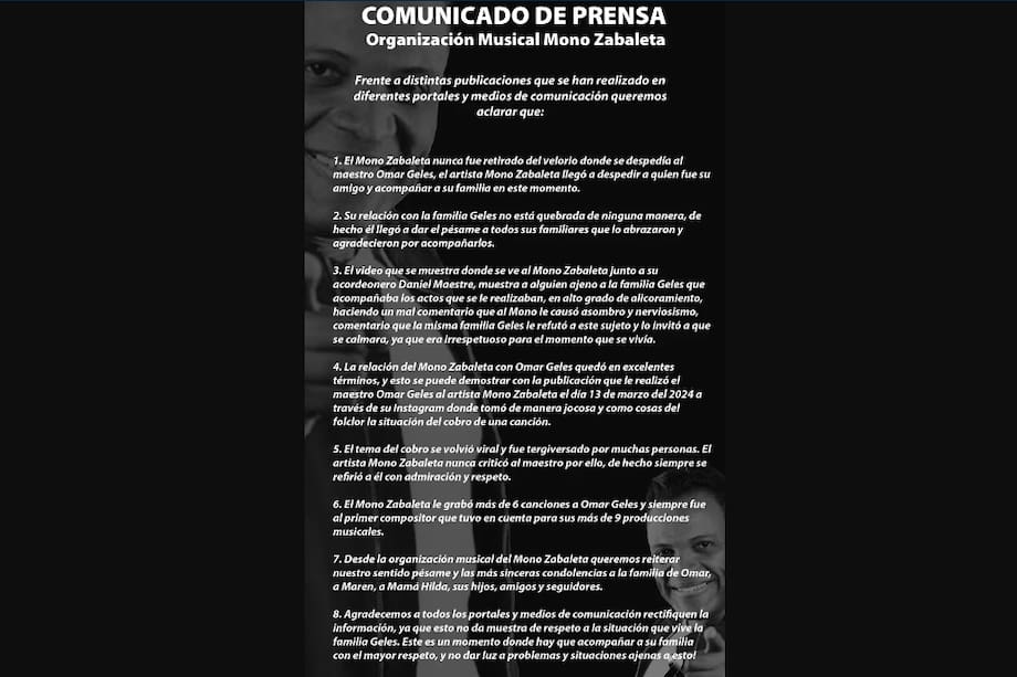 Comunicado del Mono Zabaleta