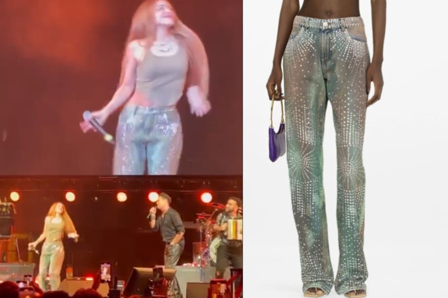 Los pantalones de Shakira también tienen unas aplicaciones de tipo cristal que los hacen brillar