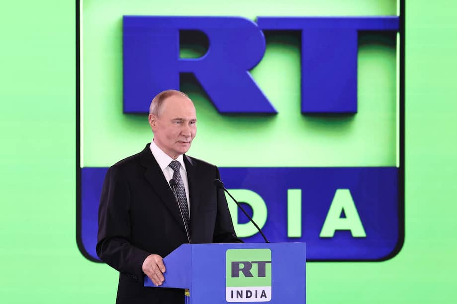 Imagen de referencia de RT, cadena de televisión de noticias financiada por el Estado ruso.
