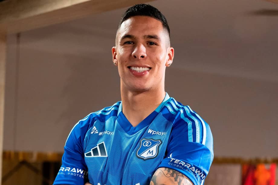 Así fue presentado Mateo García con la camiseta de Millonarios.