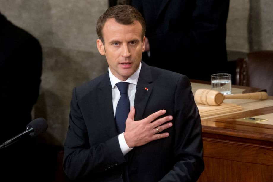 El presidente francés, Emmanuel Macron, habló este miércoles ante el Congreso de Estados Unidos como parte de su visita a este país. / EFE