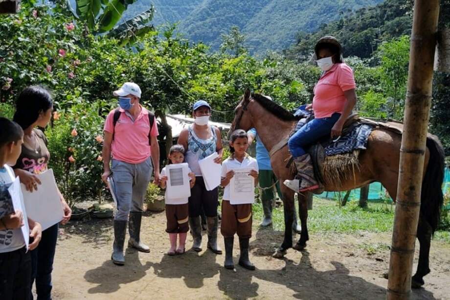 Guardaparques a lomo de mula, ayudan para que estudiantes en zona de amortiguación del Parque Nacional Natural Farallones de Cali puedan continuar sus procesos escolares