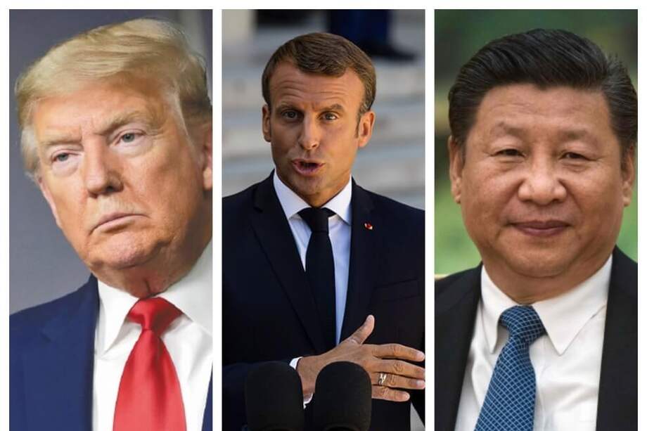Los presidentes de EE. UU., Francia y China, países que lideran la búsqueda de la vacuna contra la COVID-19. / AFP/ EFE