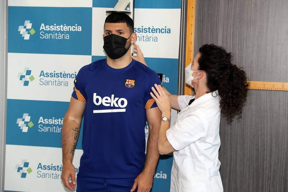 Agüero, cuando realizó las pruebas médicas en su llegada al FC Barcelona.