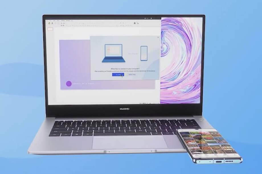El sistema Huawei Share en los nuevos MateBook D14 y D15 permite compartir fotografías, videos y documentos desde y hacia un dispositivo móvil con solo un toque. / Cortesía
