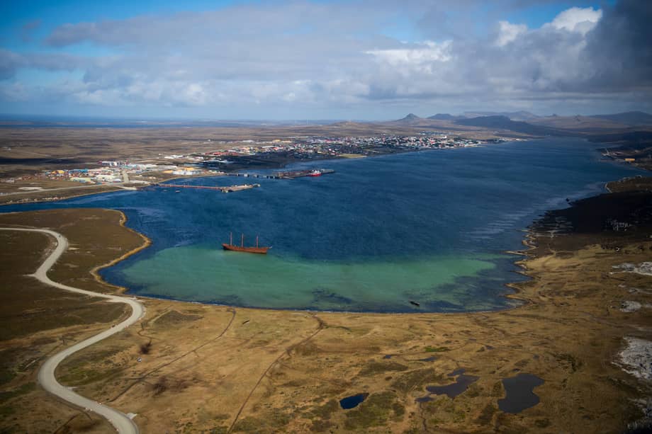 Vista aérea de Stanley, Islas Malvinas (Falkland) el 7 de octubre de 2019.