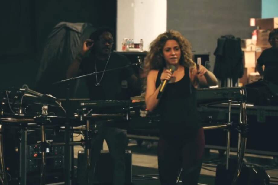 Shakira en los ensayos.