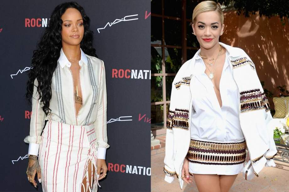 Las cantantes Rihanna y Rita Ora.