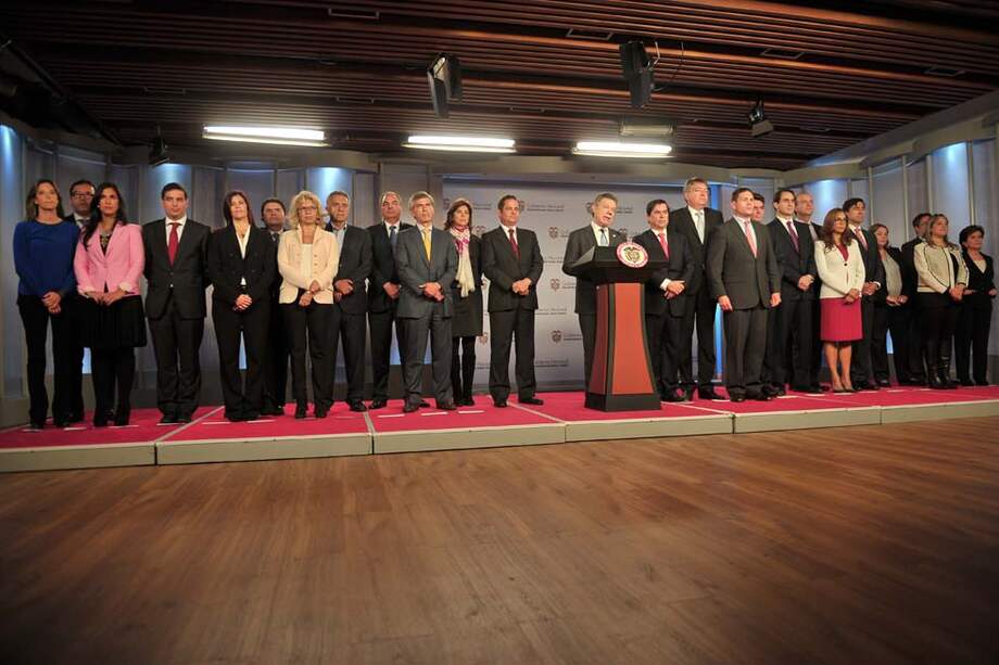 El presidente Juan Manuel Santos al momento de presentar el equipo de gobierno que lo acompañará durante su segundo mandato. / Andrés Torres - El Espectador