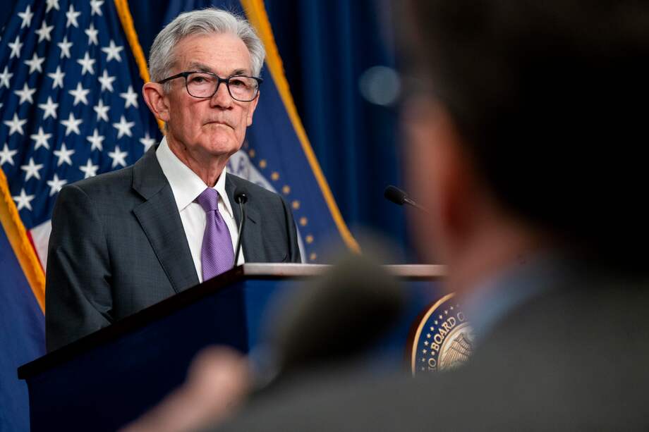 Jerome Powell, cabeza de la Reserva Federal, durante la rueda de prensa posterior al anuncio de la decisión sobre las tasas de interés.