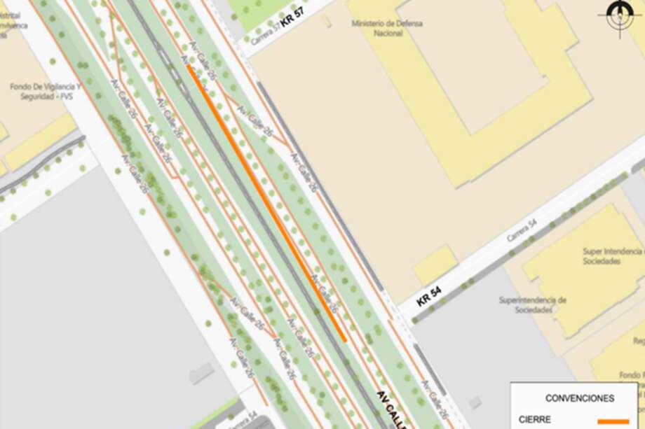 ¡Ojo! Habrá cierre en la calzada de TM de la Av. Calle 26 entre carreras 54 y 57.