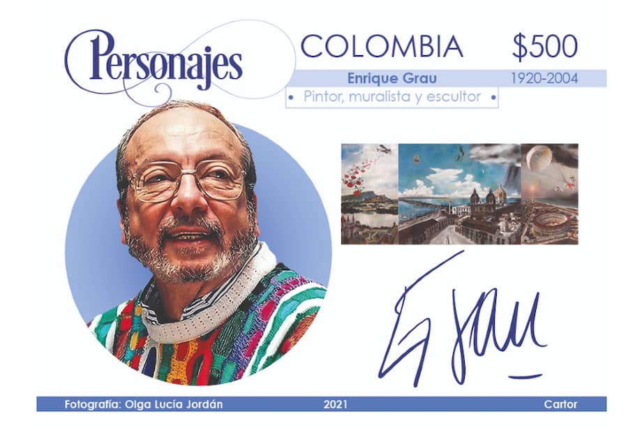 La fotografía de Enrique Grau que aparece en esta estampilla fue tomada por Olga Lucia Jordán.