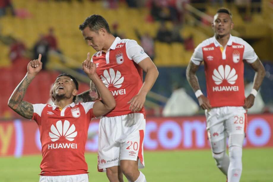 Wilson Morelo marcó dos de los cuatro goles de Independiente Santa Fe frente a Alianza Petrolera. / Oscar Pérez