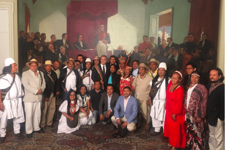 El presidente Duque en su primer encuentro como mandatario con representantes indígenas del CRIC. / Captura de pantalla de Twitter