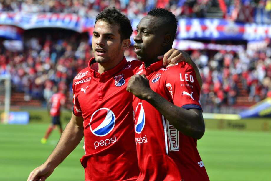 Valentín Viola, Hernán Pertuz y Yairo Moreno, los anotadores en el partido de este domingo. / @DIM_Oficial