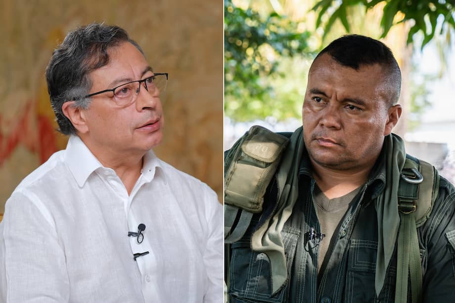 El Gobierno del presidente Gustavo Petro (izq) tiene un proceso de paz en marcha con la disidencia de Calarcá Córdoba.