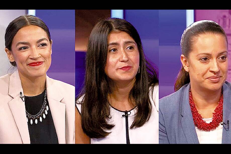 Alexandria Ocasio-Cortez (izq.) y las colombianas Jessica Ramos (centro) y Catalina Cruz, lideresas en Nueva York.