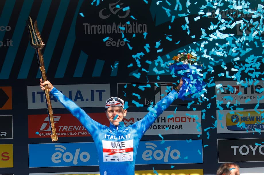 Pogacar viene de ganar la Tirreno Adriático y la Strade Bianche.