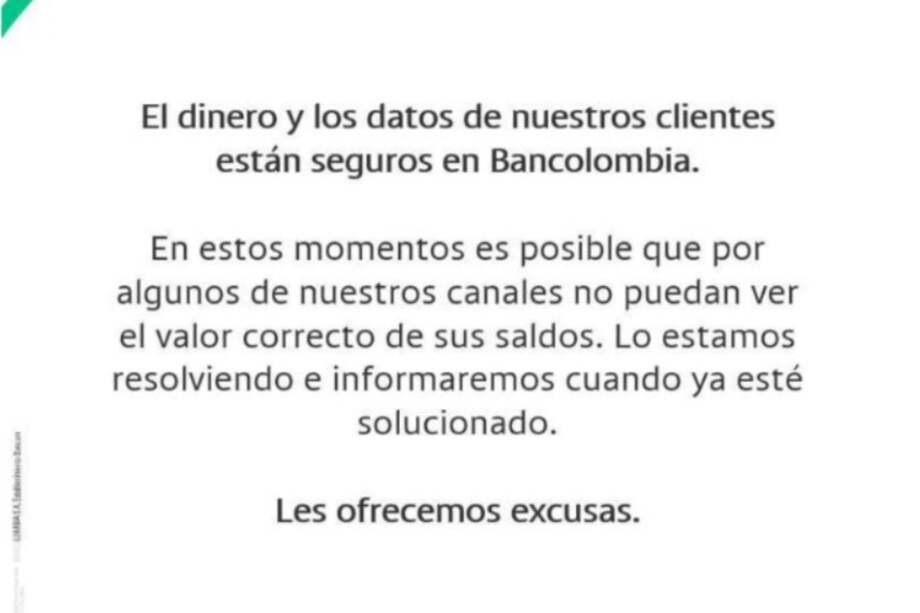 El día de hoy. 15 de agosto se representaron fallas en la app Bancolombia, los usuarios están alarmados.