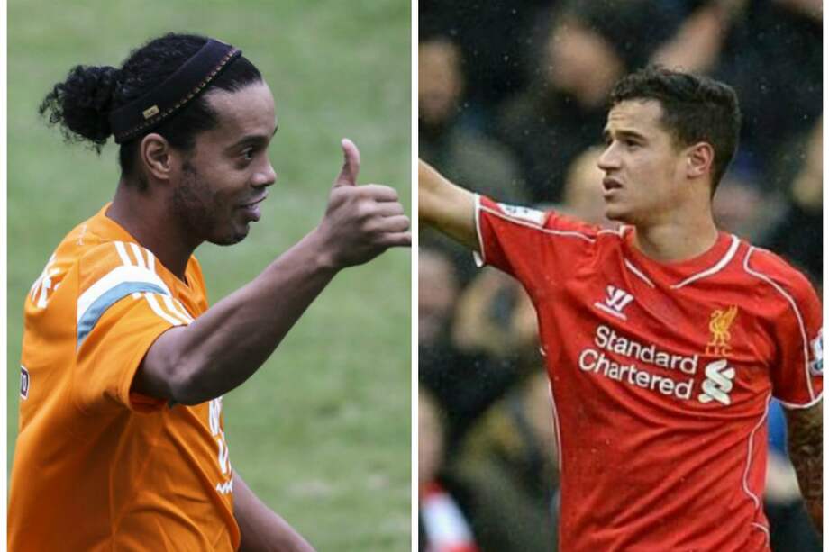 Ronaldinho, ídolo del Barcelona, y Coutinho, jugador que pretende el club catalán.