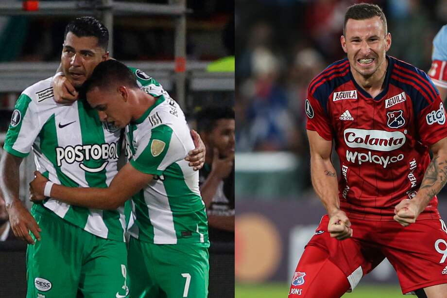 Jefferson Duque, de Atlético Nacional, y Luciano Pons, de Independiente Medellín.