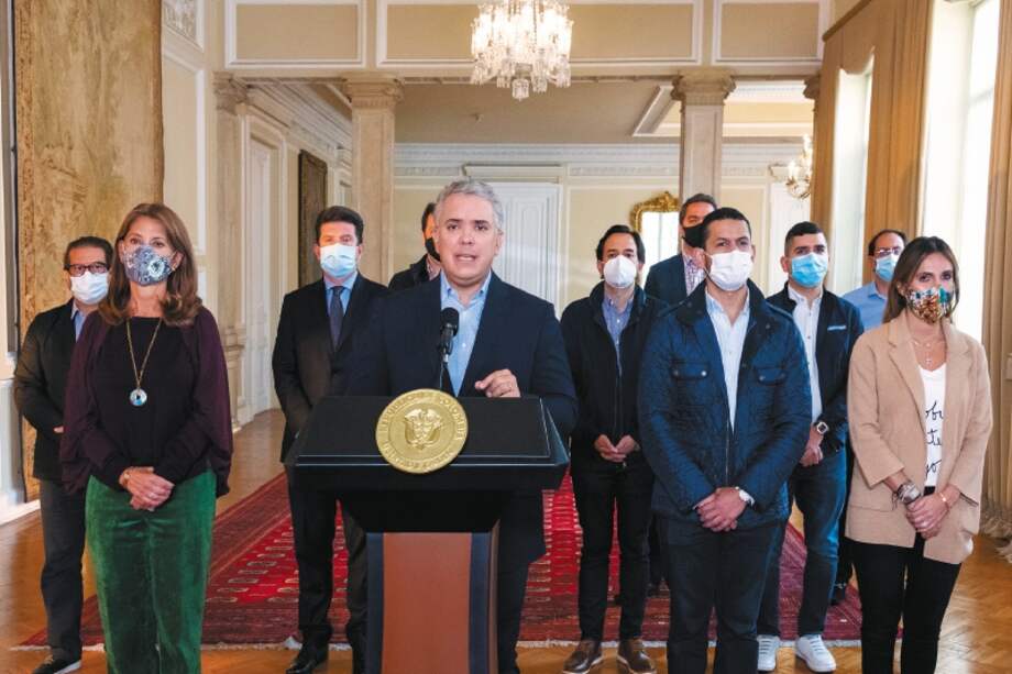 Duque al anunciar el retiro de la reforma tributaria. El ministro Carrasquilla no estuvo presente. / César Carrión - Presidencia