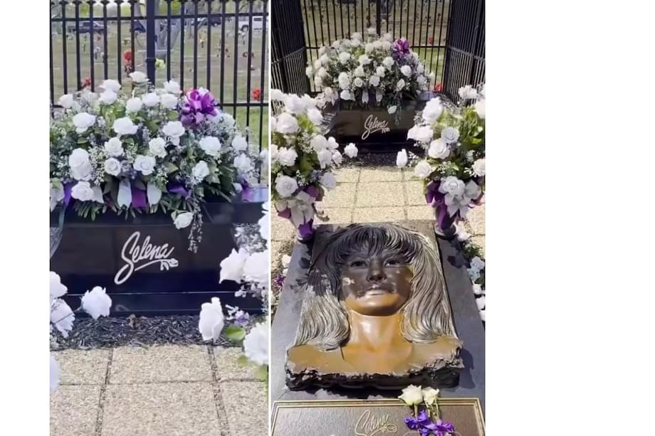 La tumba de Selena Quintanilla está enrejado para evitar que sea vandalizado. Por el clima las flores de este cementerio son artificiales