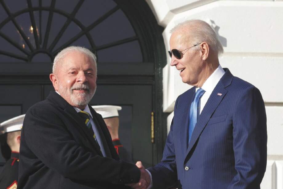 El presidente de EE. UU., Joe Biden, con su colega de Brasil, Luiz Inacio Lula (izq.), el mes pasado en Washington. / Getty