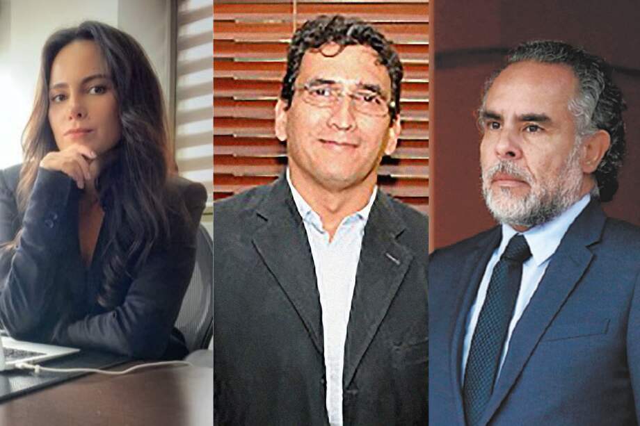 Lorena Arboleda (iz), cónsul en Caracas; Milton Rengifo, embajador de Colombia en Venezuela; Armando Benedetti, exembajador en Venezuela.