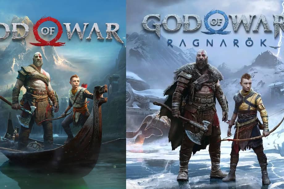 Portadas de God of War (2018) y de God of War: Ragnarök (2022).
