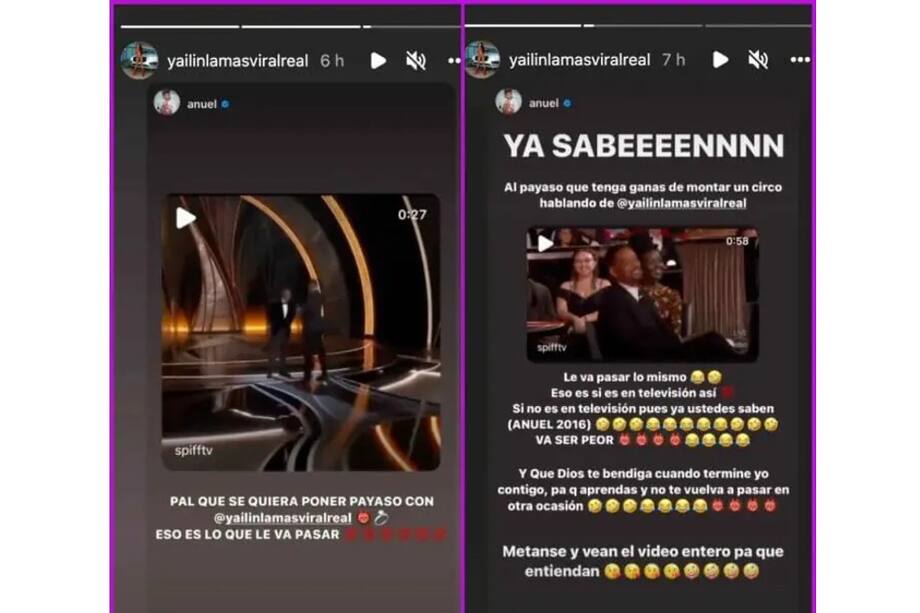 El ex de Karol G aprovechó la reacción de Will Smith en los Premios Óscar cuando golpeó a Chris Rock, advirtiendo que no tolerará que hablen mal de su nueva novia Yailin.