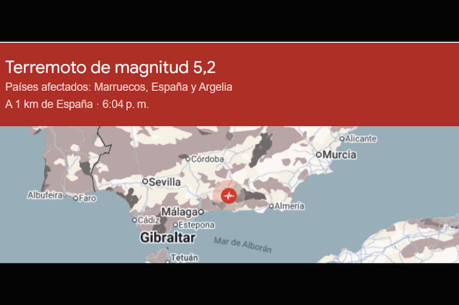 Terremoto de magnitud 5,2 en Granada, España.