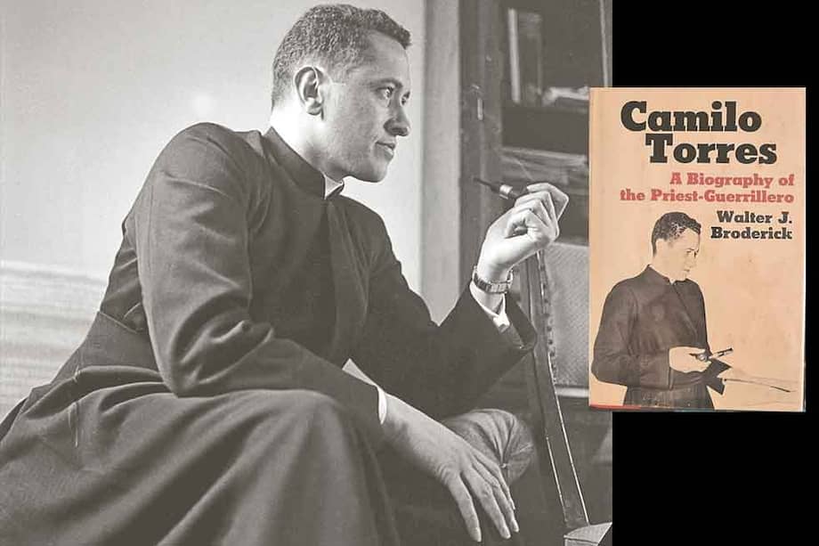 Camilo Torres Restrepo fue un sacerdote, sociólogo, capellán, profesor de la Universidad Nacional y revolucionario nacido en Bogotá el 3 de febrero de 1929, y muerto en Patio Cemento, Santander, el 15 de febrero de 1966. A la derecha, portada de la primera edición de la biografía de Torres, escrita por Joe Broderick y publicada en inglés con el sello Doubleday de Nueva York, hace 50 años. Ha sido reeditada en español diez veces.