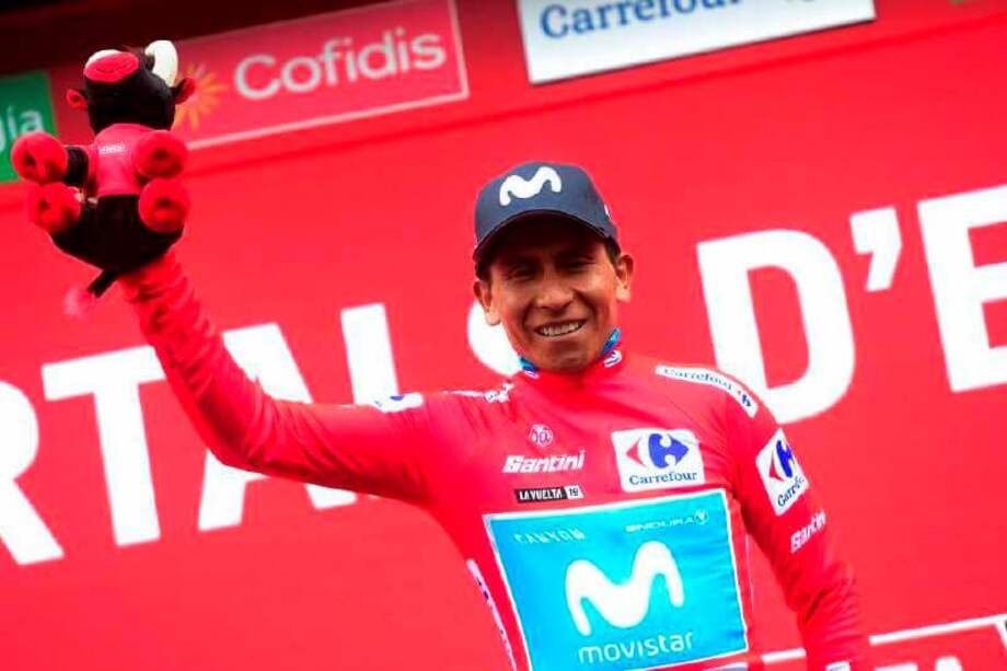 Nairo Quintana corre con el Movistar Team su última gran vuelta con la escuadra española. / AFP