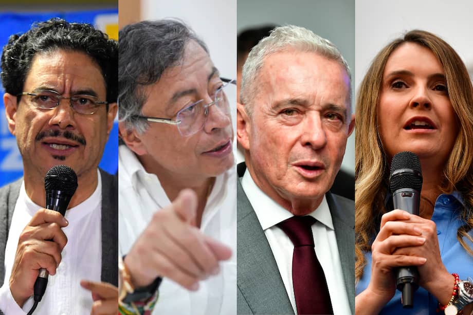 El senador Iván Cepeda, el presidente Gustavo Petro, el expresidente Álvaro Uribe y la senadora Paloma Valencia.