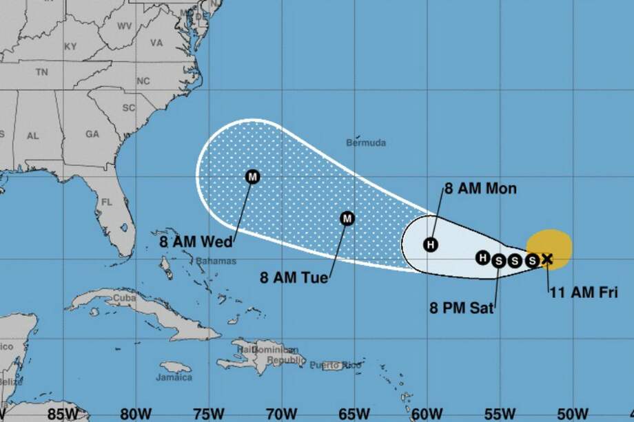 Imagen que muestra el pronóstico de Florence. / EFE - Centro Nacional de Huracanes (NHC)