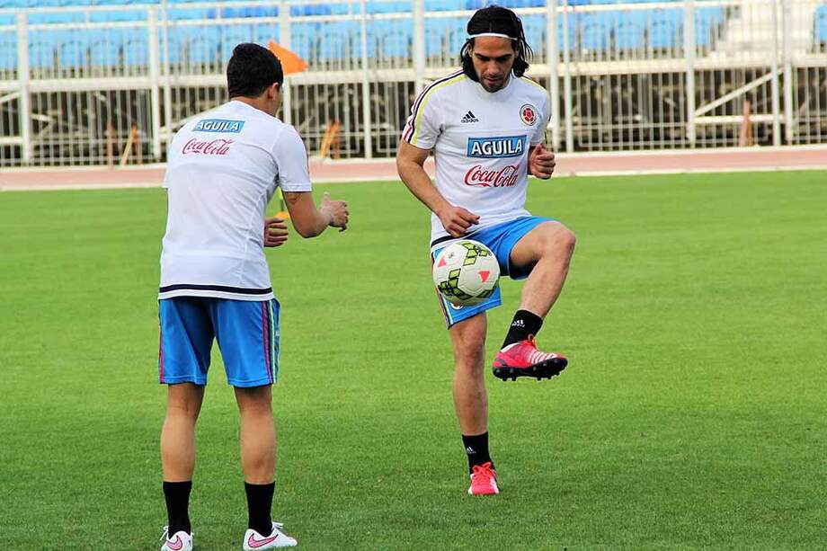 Radamel Falcao García, ayer en el entrenamiento de la selección de Colombia. Prensa FCF