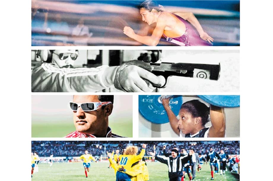 La atleta Ximena Restrepo. El tirador Bernardo Tobar. El piloto Juan Pablo Montoya. La pesista María Isabel Urrutia. La histórica selección de Colombia.