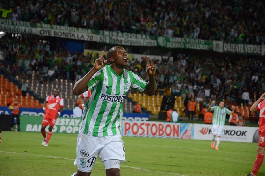 Juan David Valencia fue la figura del partido en el Atanasio Girardot, tras marcar el primer gol y habilitar a Jefferson Duque para el segundo. / Luis Benavides