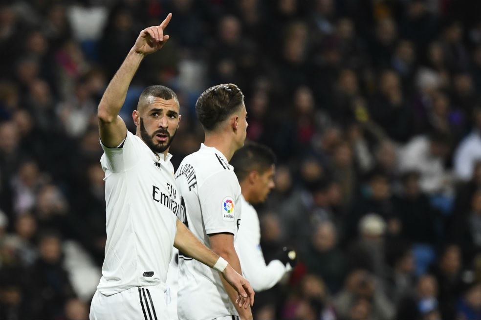 El francés Karim Benzema, el único anotador del encuentro. / AFP